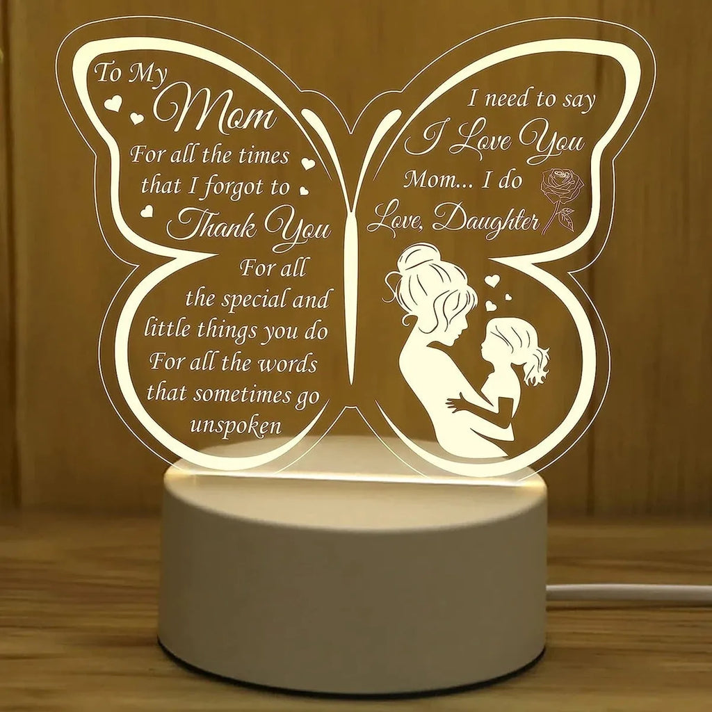 Heart-shaped acrylic table lamp with warm LED light and touch control