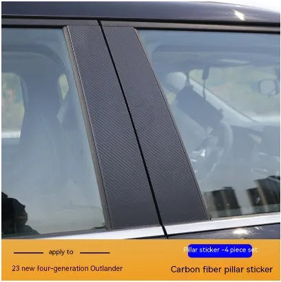23 Mitsubishi Outlander car with protective film applied to door pillars in carbon fibre and bright black finishes