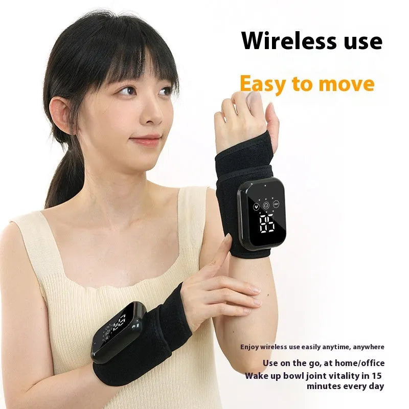 Black electric heating ankle sleeve showing 8W power specification
