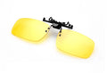 Myopia sunglasses clip in PC material for driving, shown in dark green, grey, and night vision lens options.