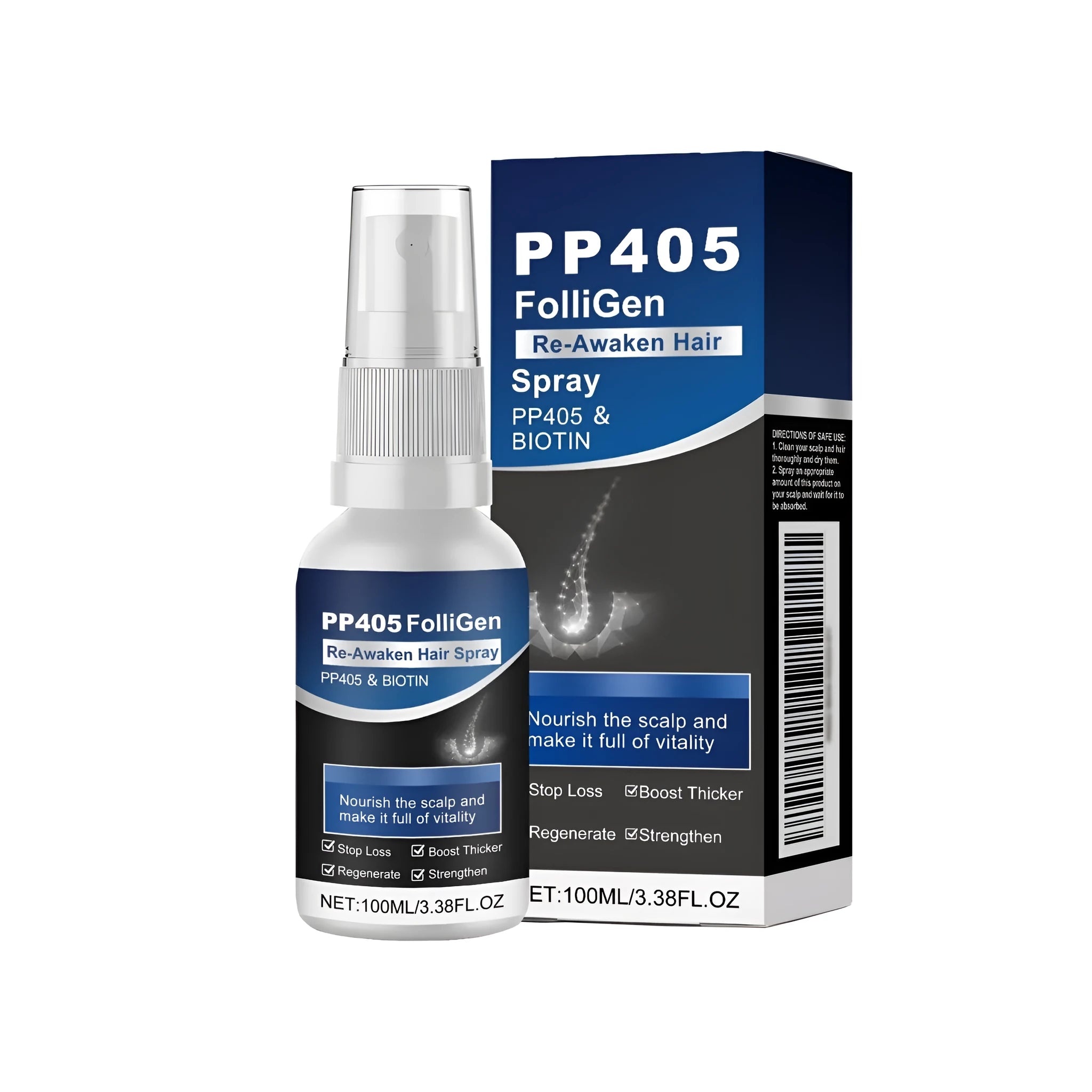 100ml hair nourishing spray bottle with biotin, ginger root oil and botanical ingredients