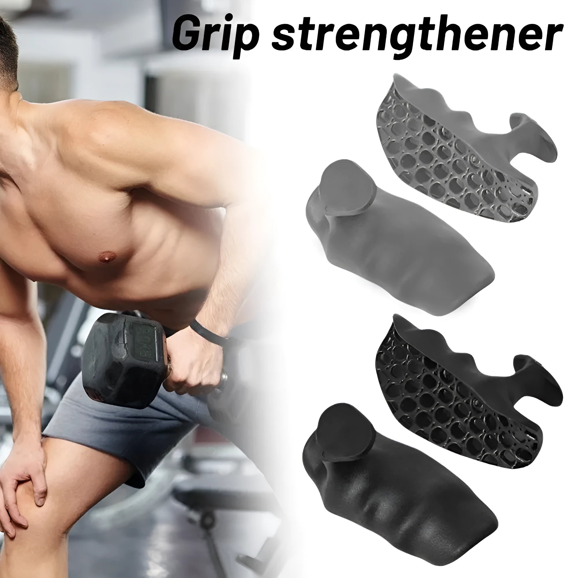 Anti-slip grip strengthener for dumbbell lifting in gray color