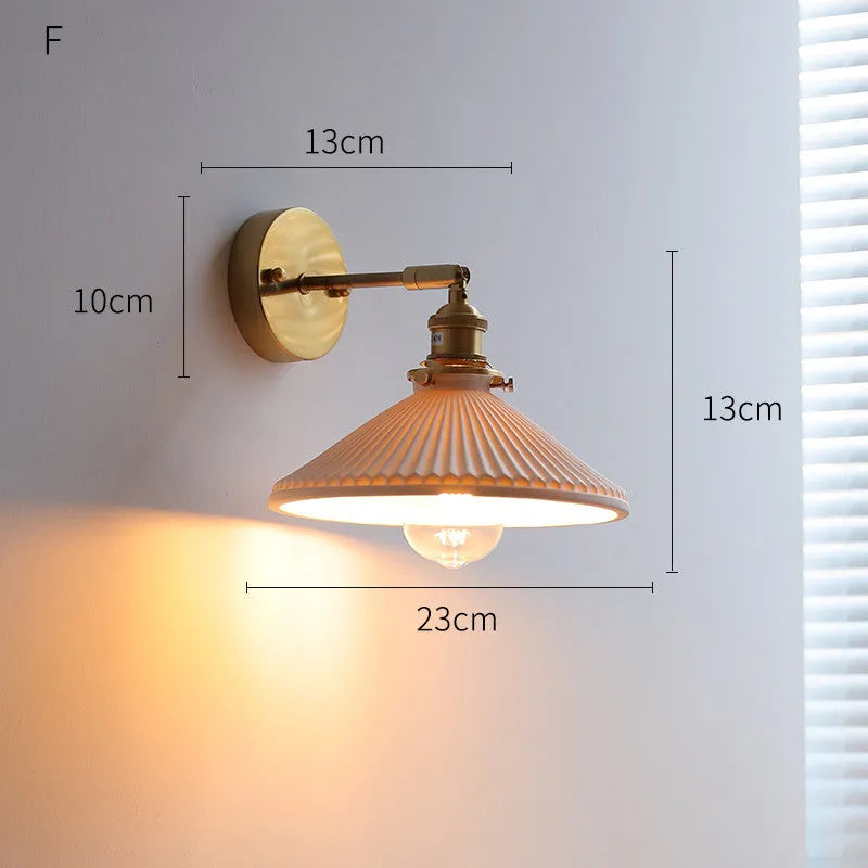 Nordic ceramic shade bedside reading lamp with copper iron body for study or bay window use