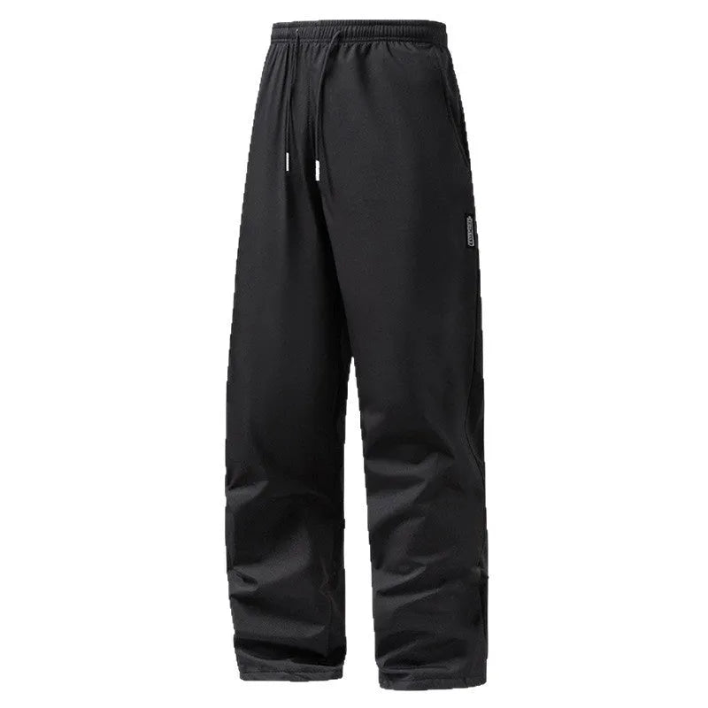 Korean style large size straight pants in black lint-free fabric, size M to 5XL