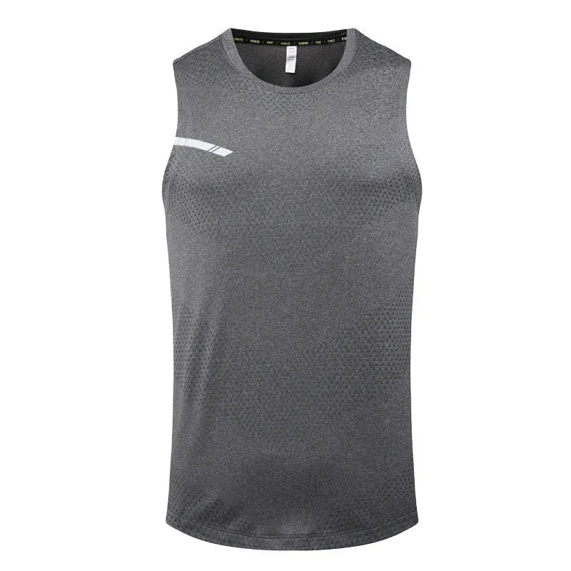 Men's solid colour quick-drying polyester sports tank top for summer outdoor activities