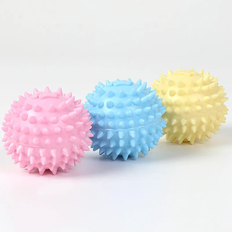 TPR rubber pet chewing ball with footprint texture for tooth cleaning, 6cm diameter