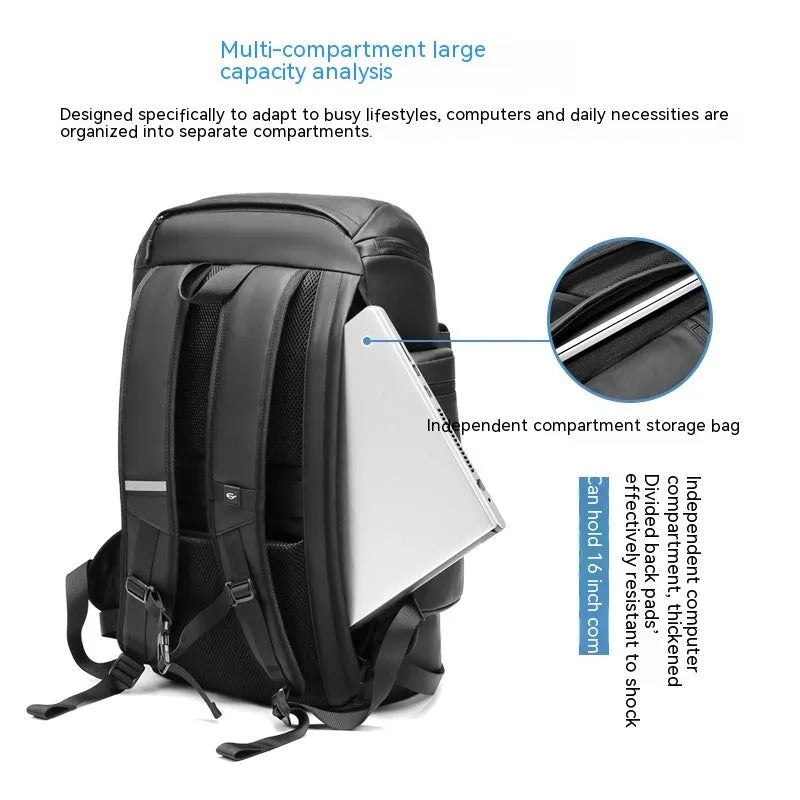Men's 21-inch large capacity waterproof Oxford cloth backpack in Army Green with curved shoulder straps for outdoor travel