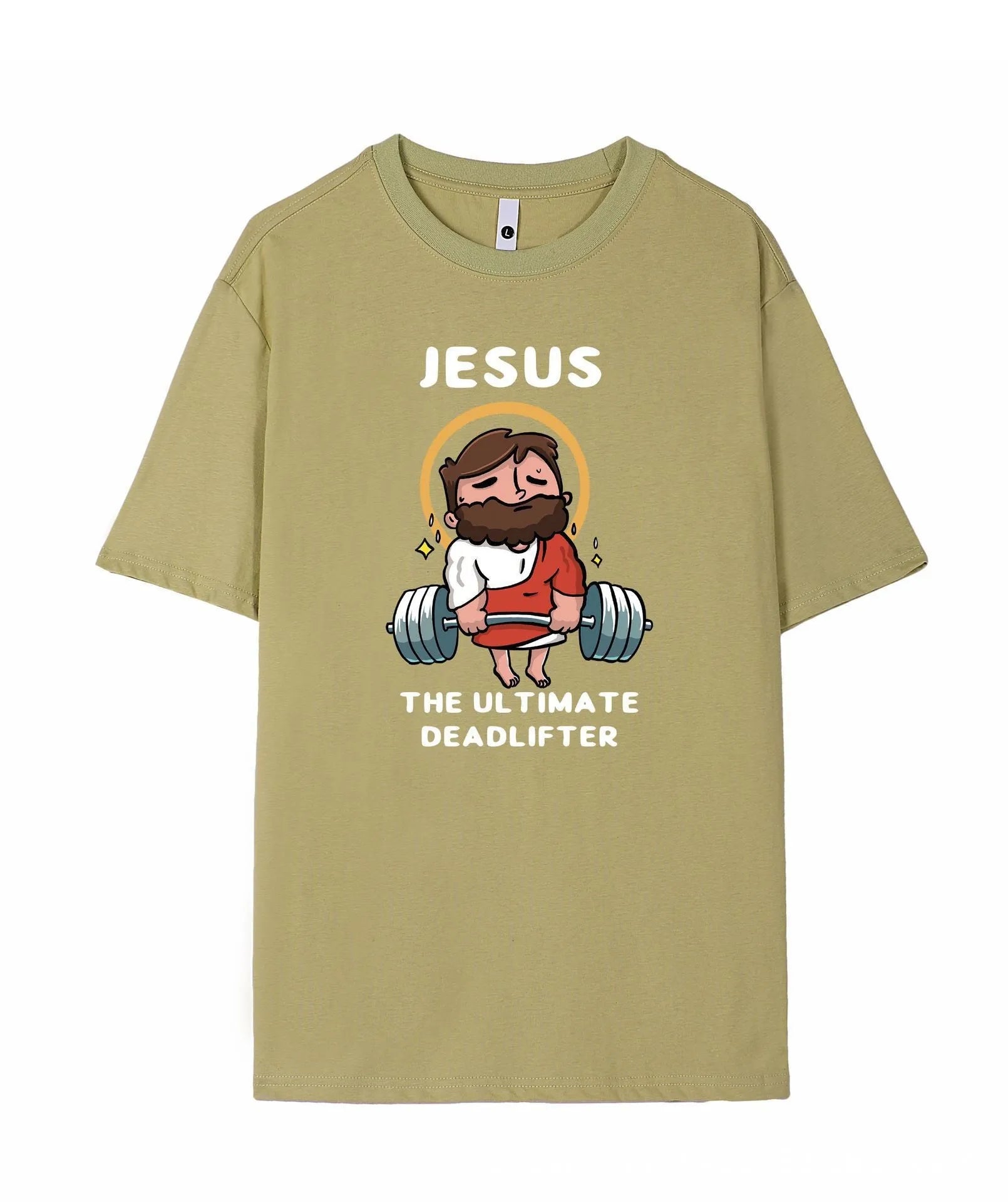 Men's short sleeve pure cotton T-shirt in apricot colour on a hanger
