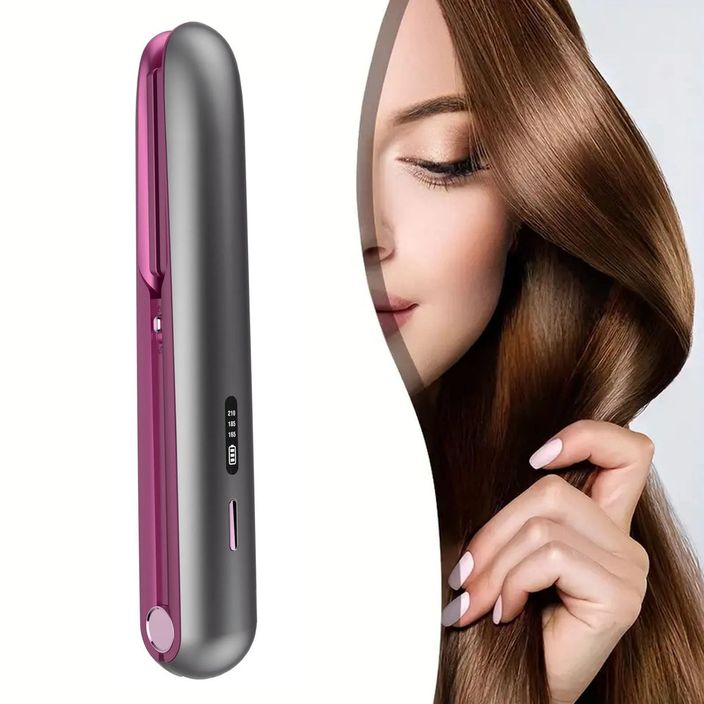 Moon shadow grey wireless hair straightener with tourmaline ceramic plates for styling bangs