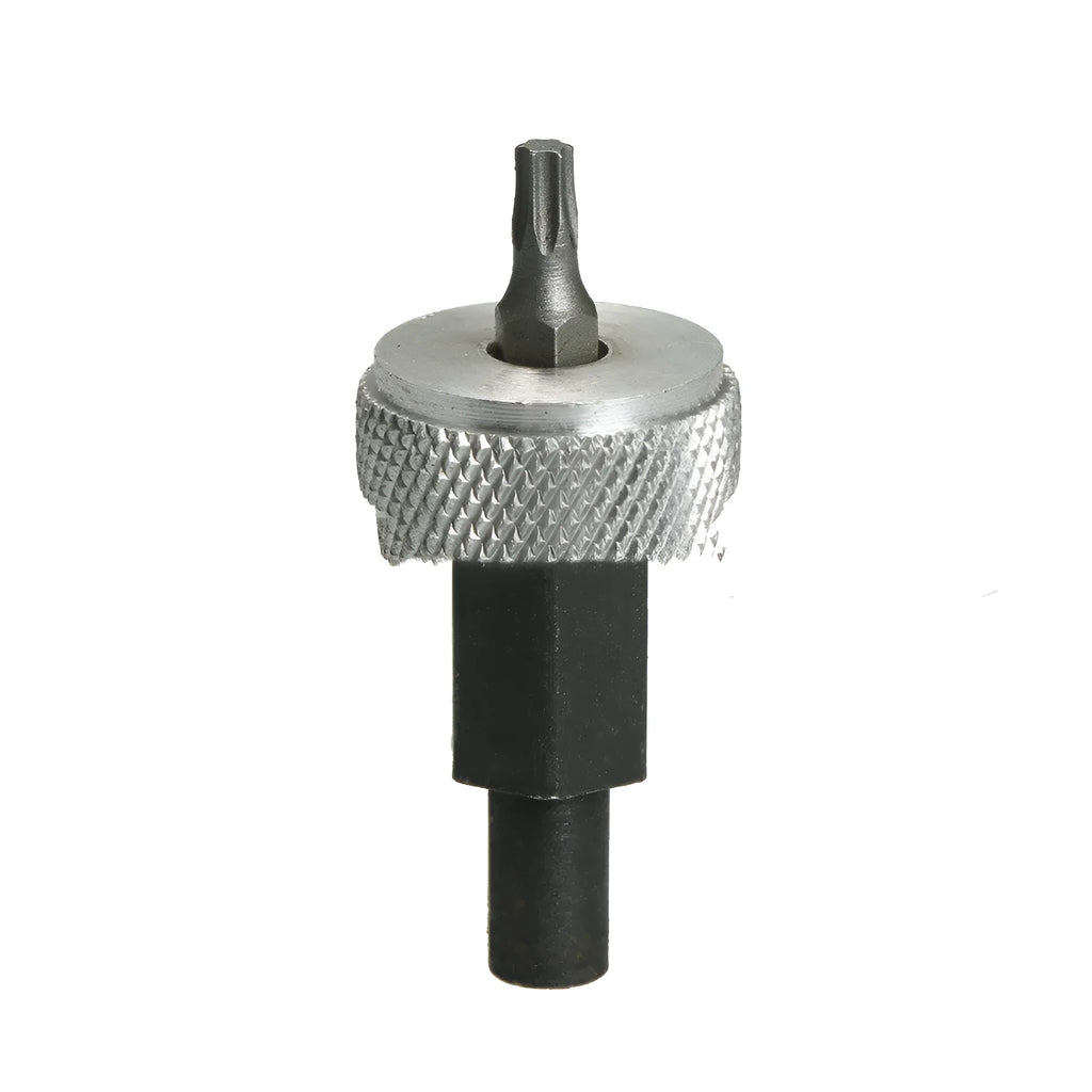 Carbon steel ignition module wrench with knurled aluminium knobs for 7/32 hex and T20 bolt removal.