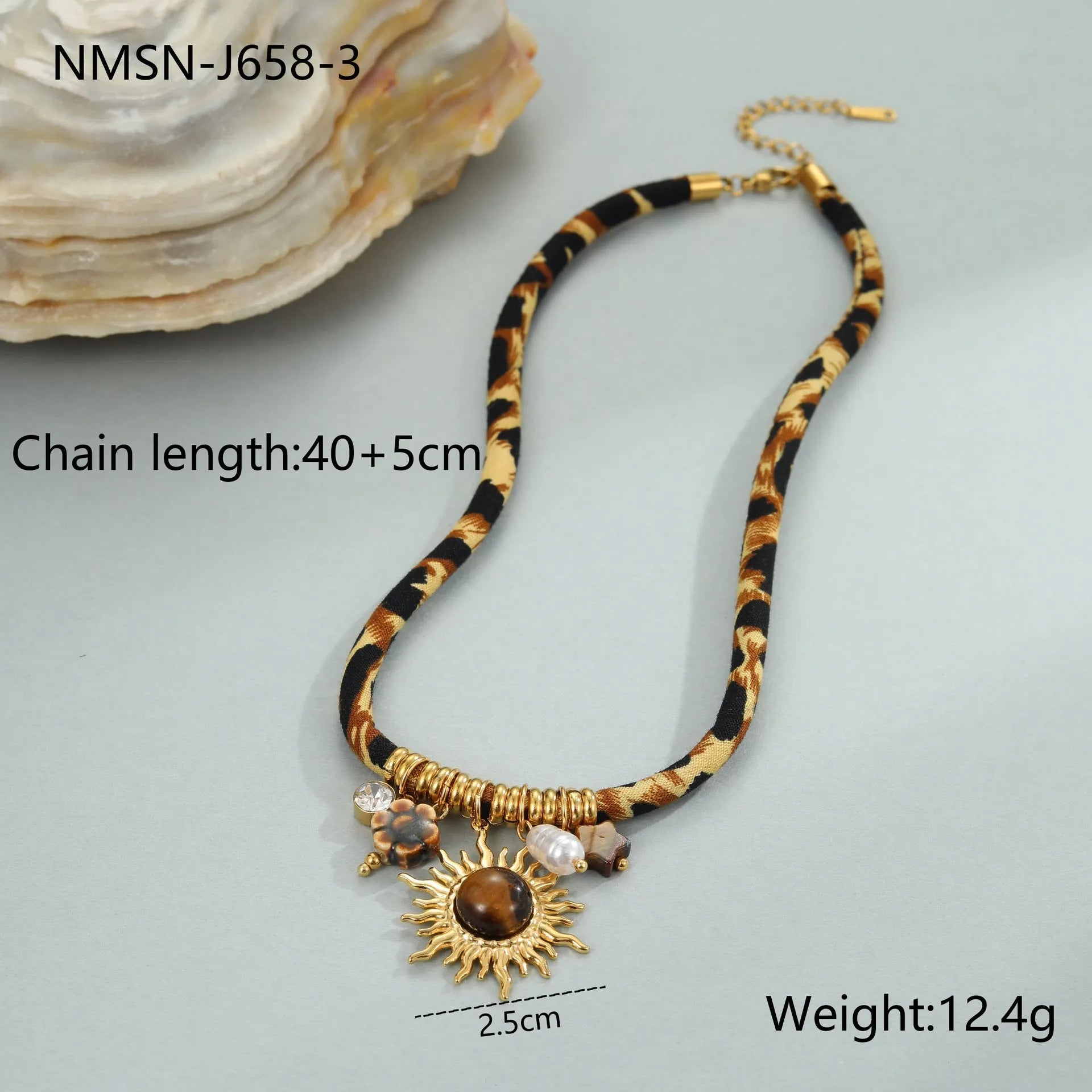 Leopard series stainless steel necklace with geometry pendant and adjustable 41-50cm chain
