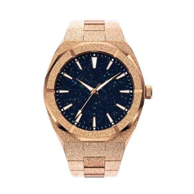 Men's stainless steel business watch with 42mm case and butterfly buckle in four colour options