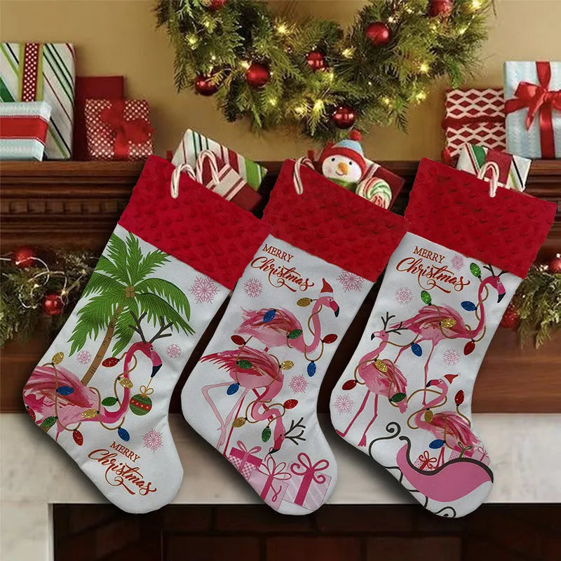 Cloth Christmas stocking decoration measuring 46x28cm in American holiday style