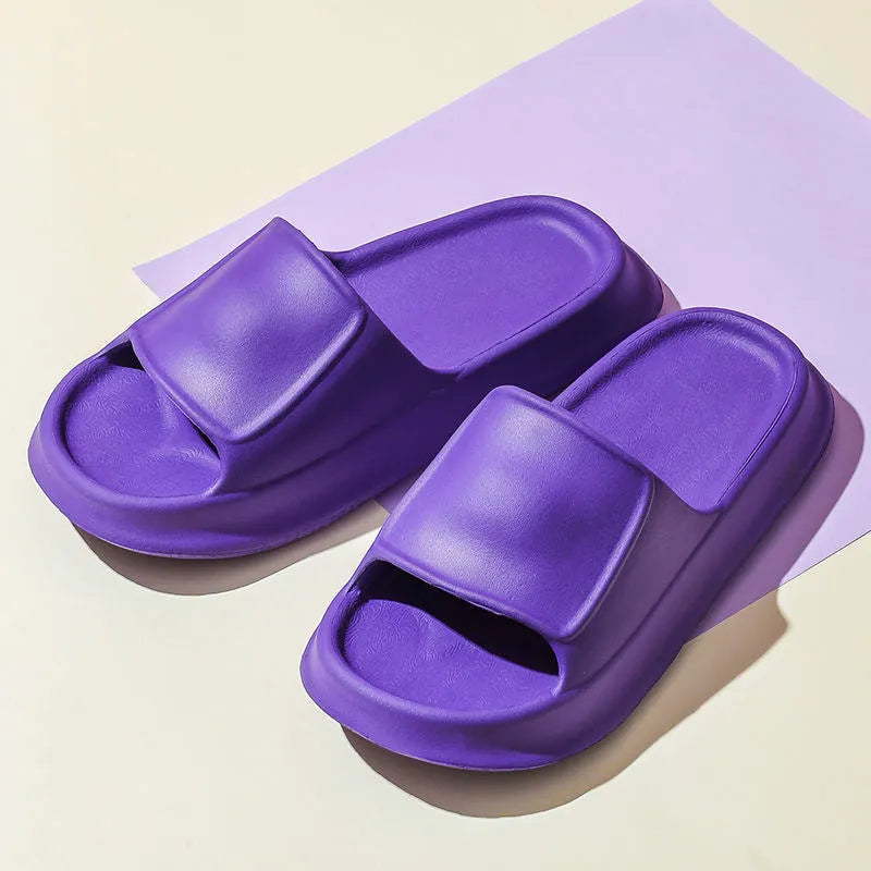 EVA flip-flop slippers with thick sole in multiple colours on a white background