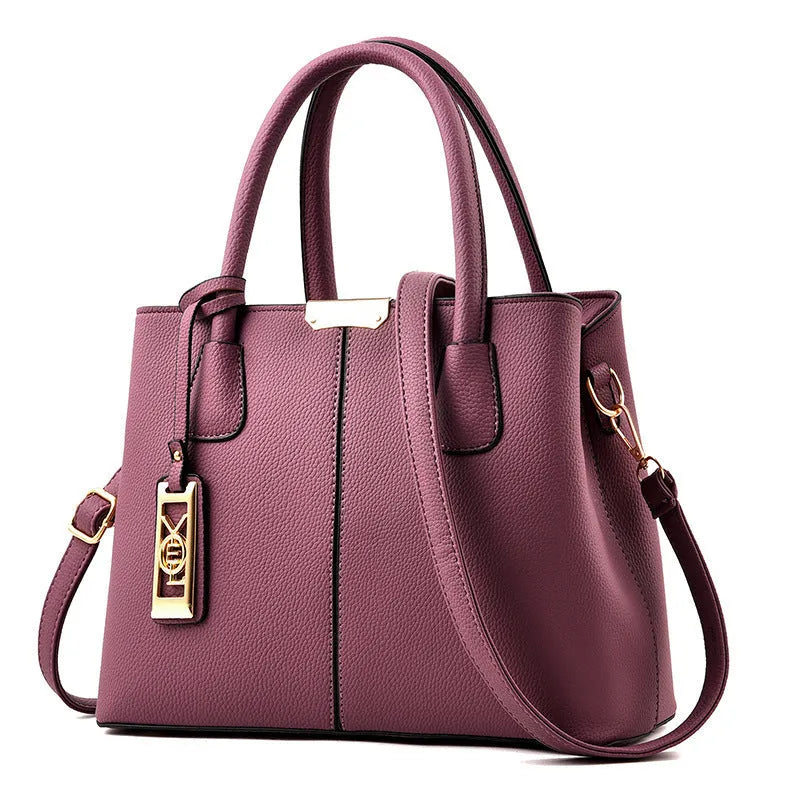 Soft PU fashion handbag with leather shoulder strap in horizontal square shape