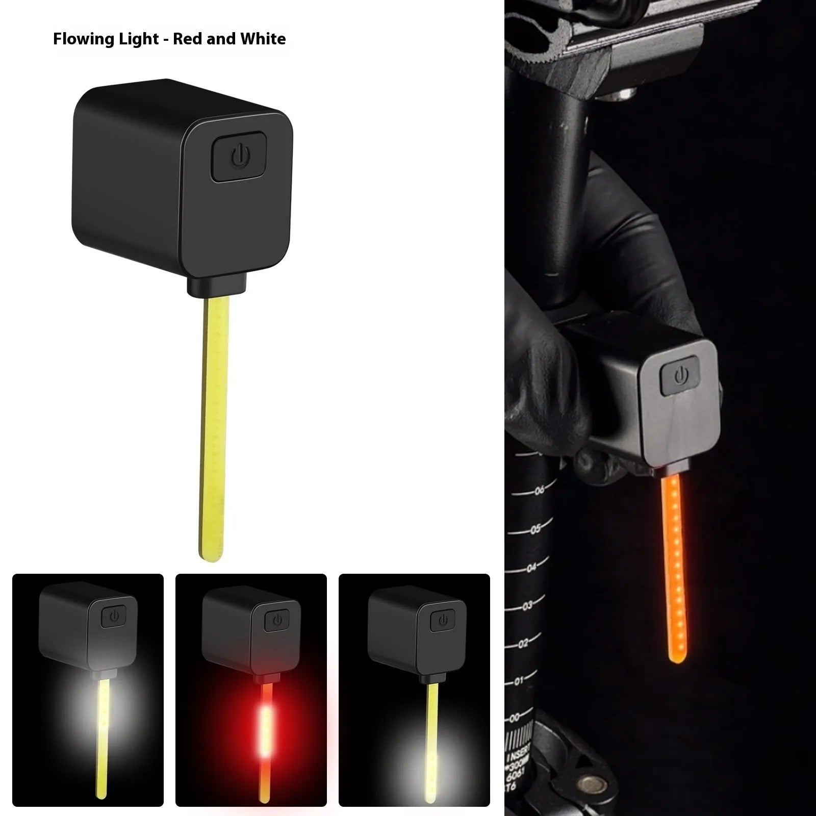 Bicycle taillight with running water illumination effect mounted on seat tube