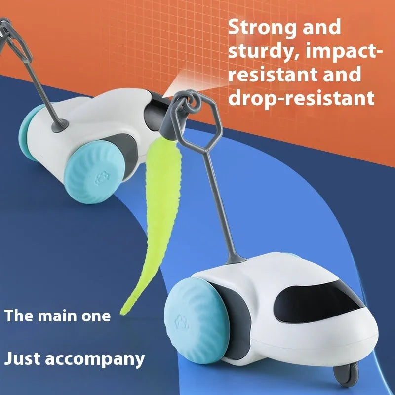 Smart running car toy for cats with gravity sensor and Type-C charging port in light grey blue colour
