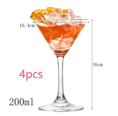 Transparent lead-free glass cocktail glass with seamless flat base and satin-board wall design