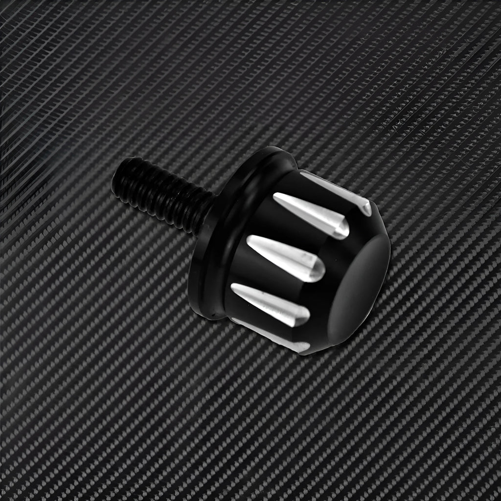 Black aluminium alloy 6mm screw cap cover seat cushion seat pack nut on white background