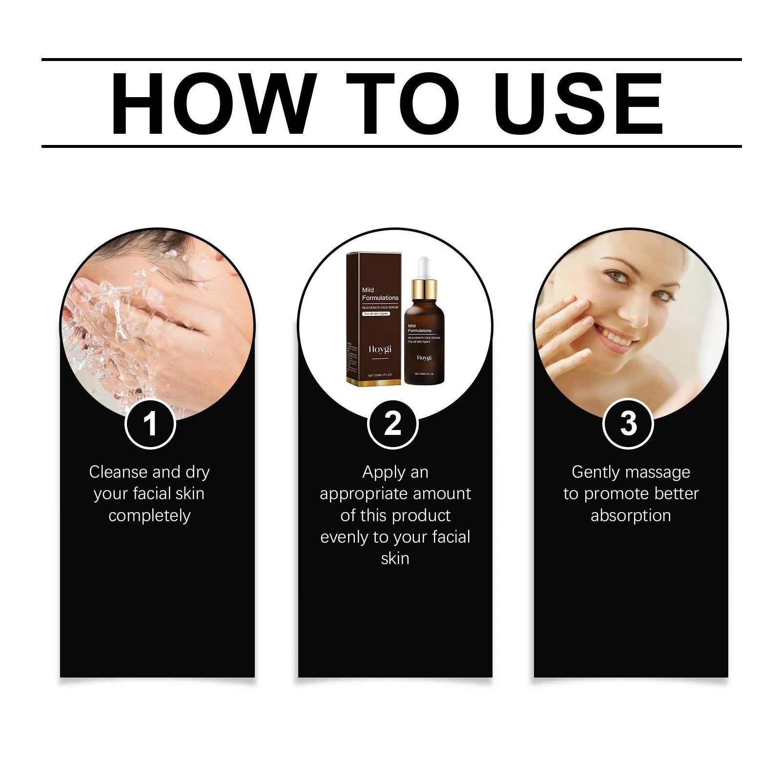 30ml facial essence bottle with hyaluronic acid, arbutin and vitamin C ingredients