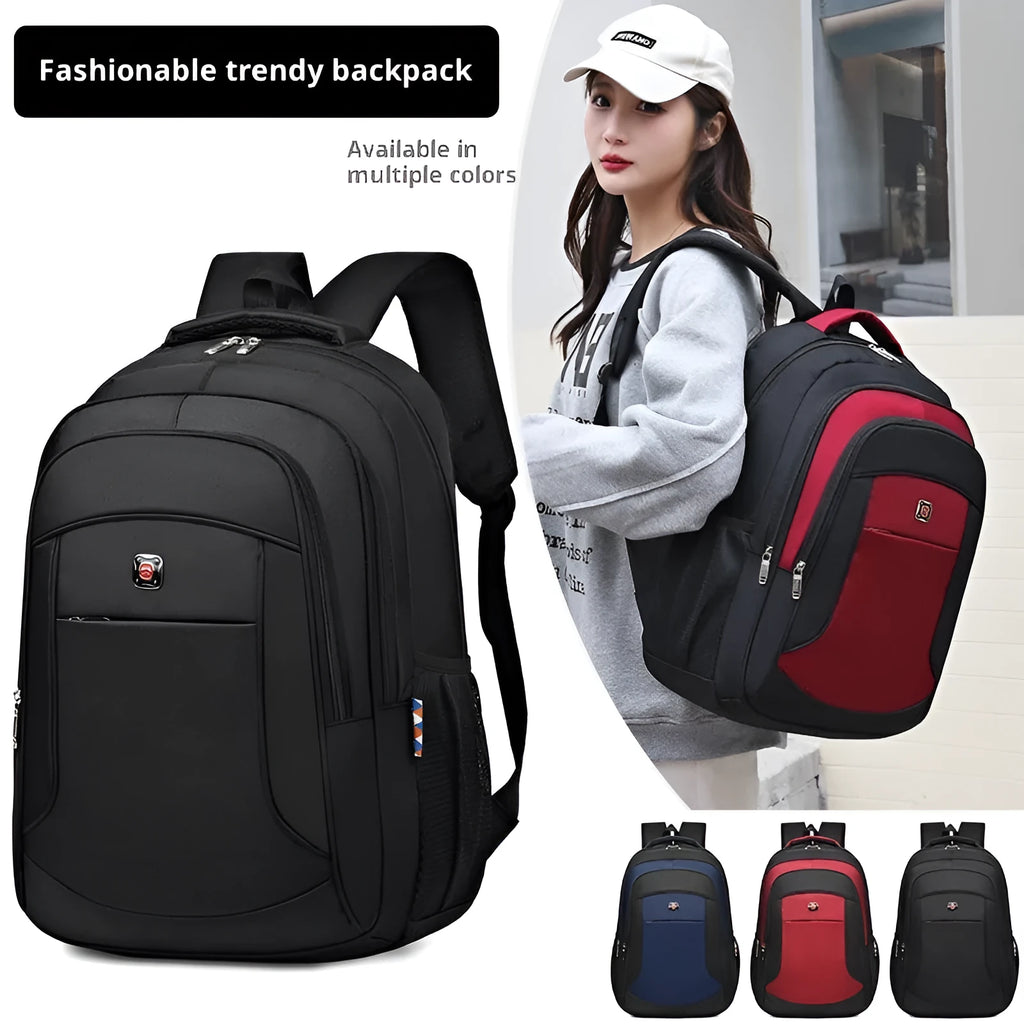New large capacity Oxford cloth backpack for high school students in black with curved shoulder straps