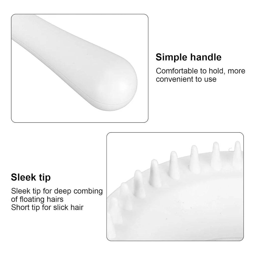 Blue and white double-sided pet grooming brush with ergonomic handle for cats and dogs.