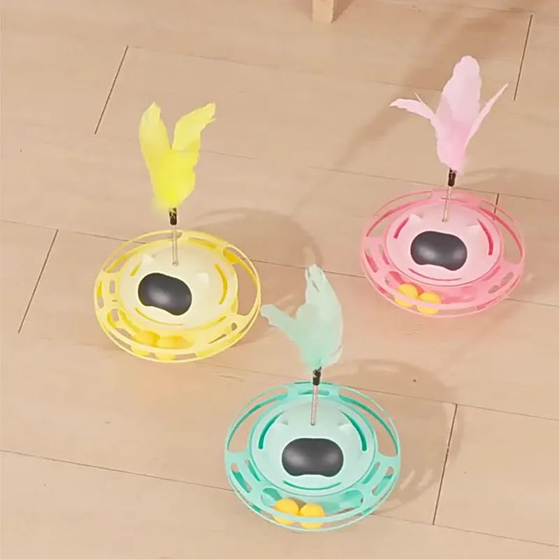 Pink cat rotating tumbler toy with self-play mechanical spinning action