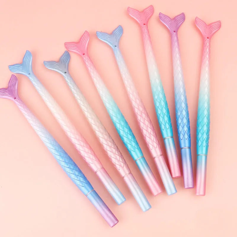 Mermaid cartoon design ballpoint pen with 0.38mm metal tip and plastic shell.
