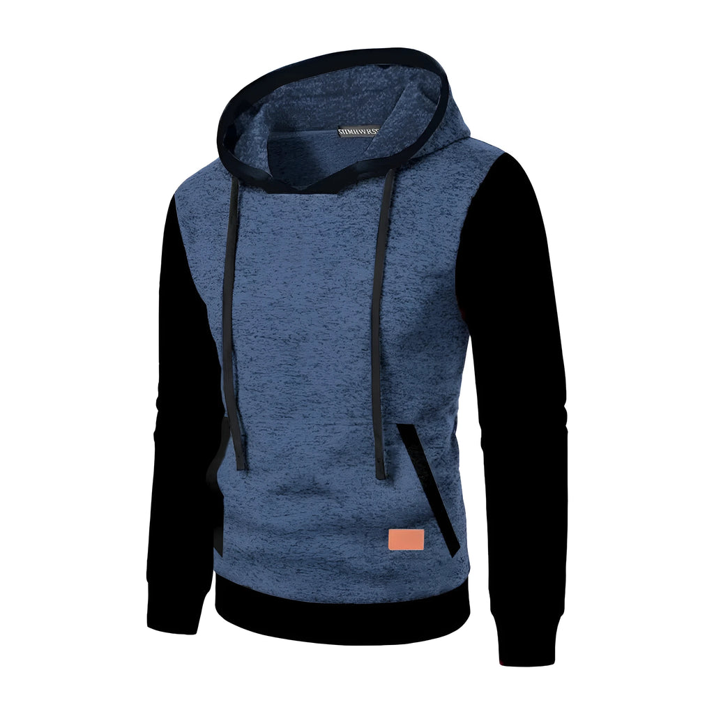 Men's hooded cardigan sweater in solid colour polyester fibre, loose fit, long sleeve, size S to 3XL
