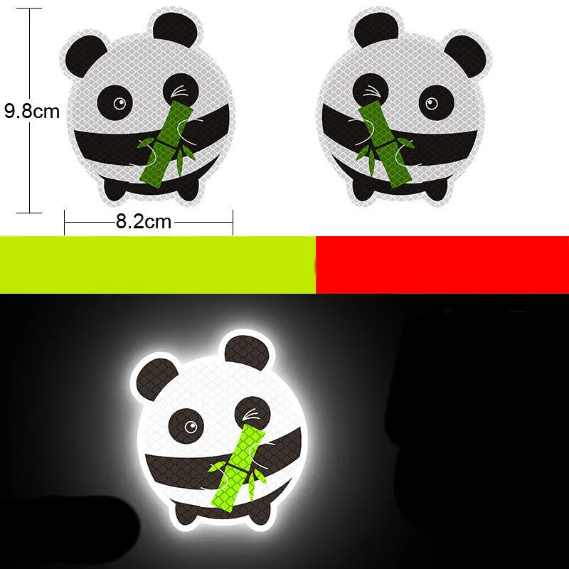 Pair of reflective warning stickers with diamond film for vehicles, approximately 9 by 5 cm