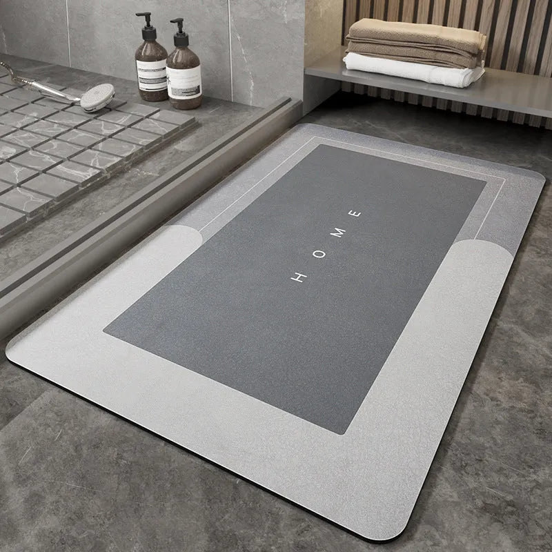 Machine-woven blended bathroom foot mat in Lake Baikal blue oval shape, 50x80cm size