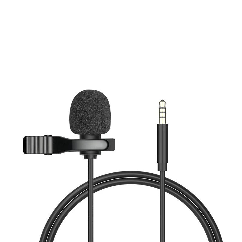 Wired lavalier microphone with clip and in-ear headphones for iPhone recording