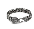 Men's titanium steel wolf head Cuban chain bracelet vintage black 21cm