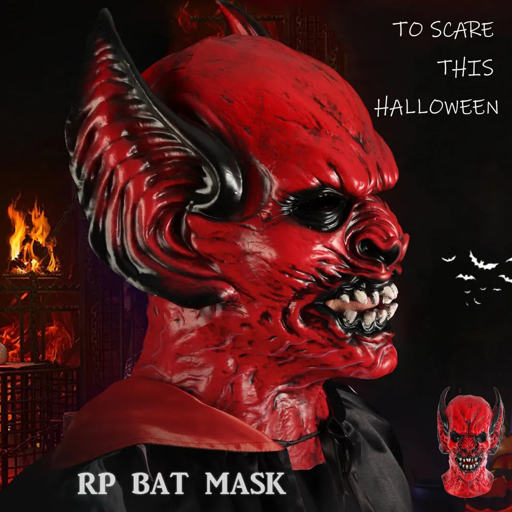 Red bat head cover mask made from RP foam for Halloween and costume parties