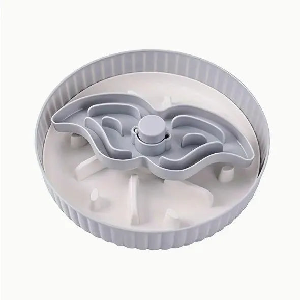 Pet feeding bowl with rotating game board and anti-choke silicone pad in multiple colour options