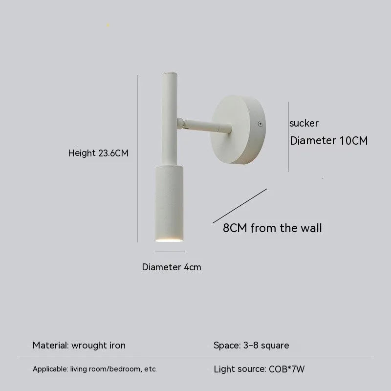 Modern minimalist wrought iron wall lamp in black or white with adjustable three-colour lighting.