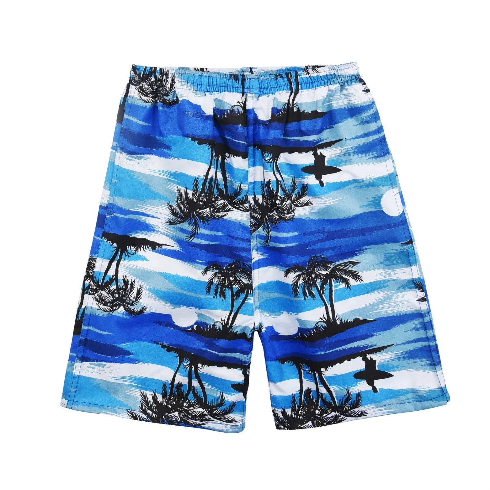 Men's floral print five-point swimming trunks in polyester fabric, free size