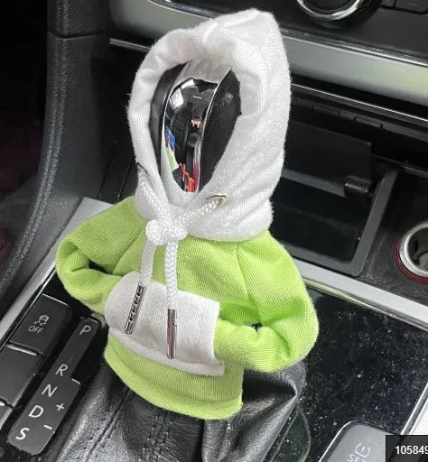 Red and white Christmas-themed polyester hood cover for a car gear shift lever.