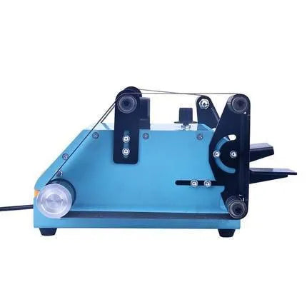 Blue desktop dual-axis belt sander with variable speed control for sharpening and sanding