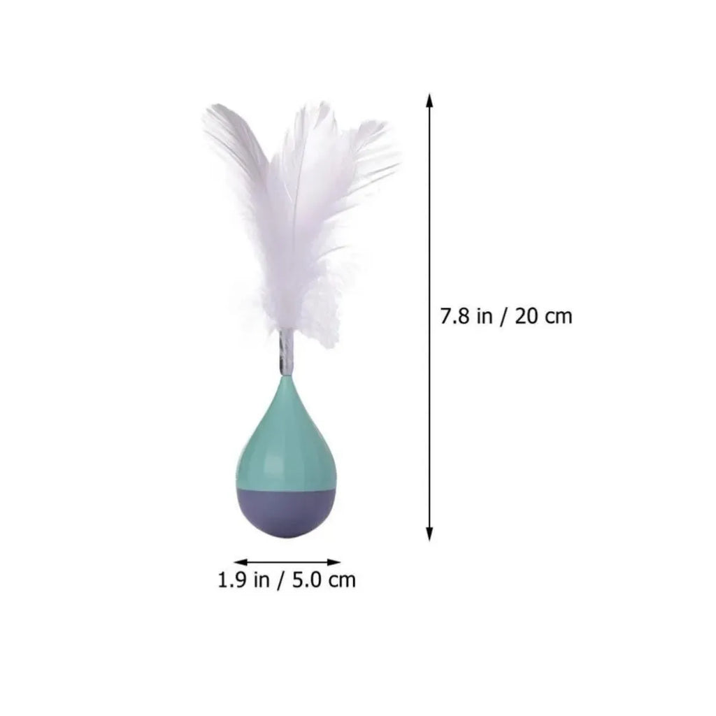 Feather Tumbler Cat Toy with goose feathers and aluminium alloy construction on pink background