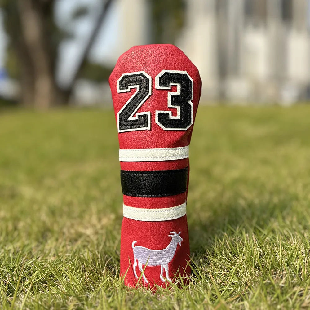 Set of four PU golf club head covers in a chosen colour for driver, fairway wood, UT iron, and Square putter.