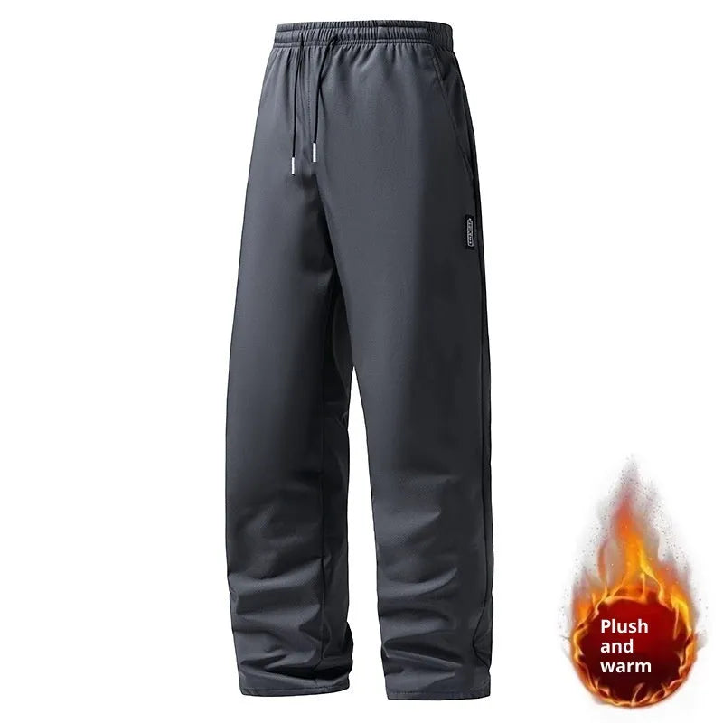 Korean style large size straight pants in black lint-free fabric, size M to 5XL