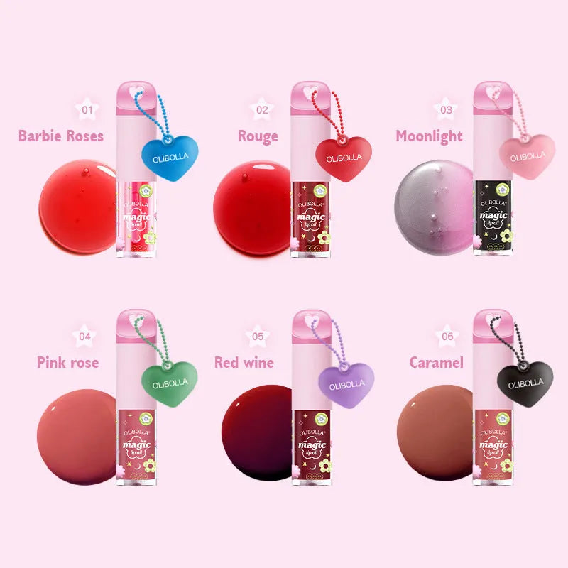Temperature sensitive colour change lip gloss moisturising nourishing lip oil in six colour options