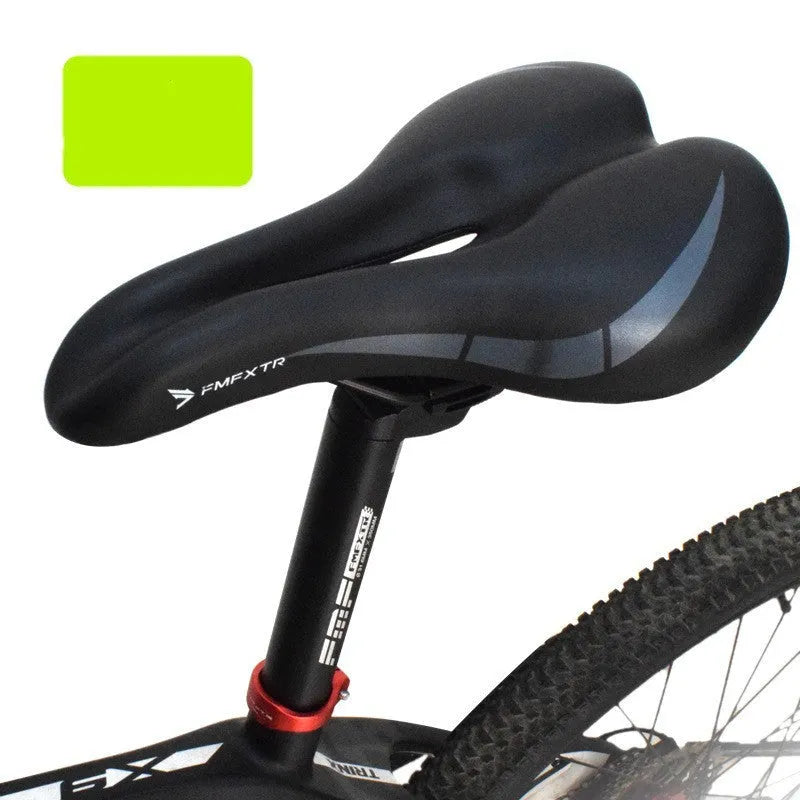 Bicycle saddle cushion with hollow design measuring 270mm by 180mm in PU leather with foam padding