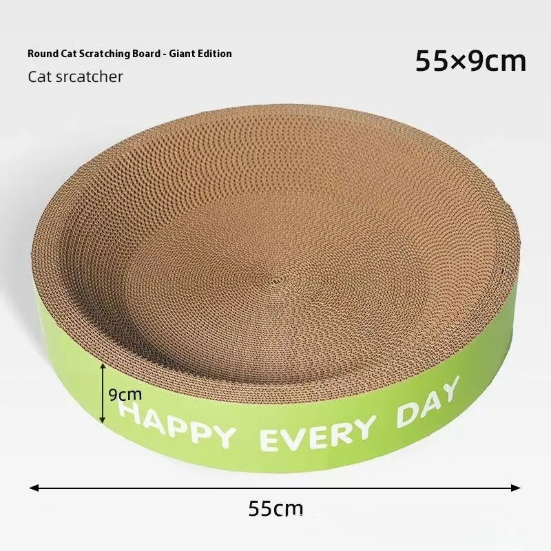 Green round cat scratching nest with sisal surface measuring 50cm diameter