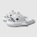 Men's anti-slip deodorant shark slippers in rice shark white colour, EVA sole, side view