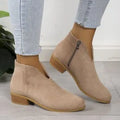 V Cut Chelsea women's chunky heel pointed ankle boots in solid colour with side zipper