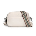 Genuine leather small square shoulder messenger bag in black with adjustable strap and top layer cowhide finish