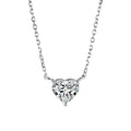 Women's silver-coloured copper necklace with heart-shaped pendant in simple refined grace style