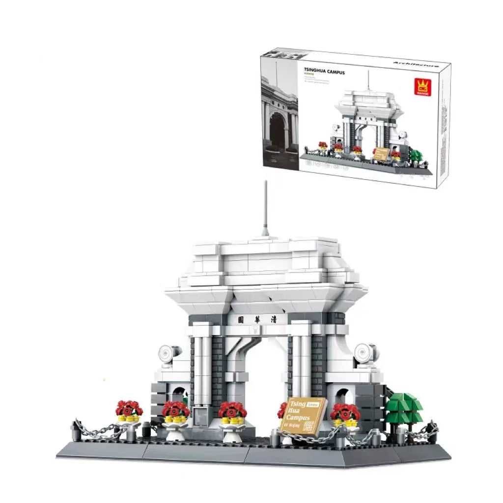 Wange building block street view set with landmark pieces including Eiffel Tower and Big Ben